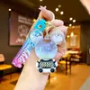 Llavero creativo de dibujos animados luminoso con cabeza de Mickey y botella de arenas movedizas con líquido de aceite, cuentas de burbujas y botella de deriva