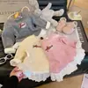 Mono de una pieza de forro polar grueso, versátil y colorido de koala para niños en invierno, con encaje, lana y seda, camiseta interior térmica para niñas