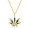 Cross-border novo diamante folha de bordo colar vento frio nicho pingente folha de ouro clavícula cadeia punk colar hip hop