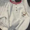 Pijama Redondo con Cachorro Rizado para Mujer Primavera y Otoño Pantalones de Manga Larga Traje Estilo Ins Pantalones de Manga Larga Ropa de Casa para Estudiantes