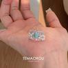 Anillo de Perla Turquesa Incrustado con Diamantes de Alta Gama, Romántico y de Moda, Estilo Palacio, Suave y Elegante, Anillo de Nicho de Alta Gama