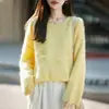 Suéter de Lã Tricotado com Bordado de Pelúcia Novo para Outono e Inverno para Mulheres Suéter Solto Versátil Roupa Feminina Manga Longa Base