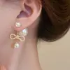 Pendientes Colgantes de Lazo de Perla, Lujo Ligero, Gama Alta, Pendientes Elegantes y con Estilo, Nuevos Pendientes Más Vendidos 2026 para Mujer