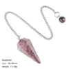 Colgante de péndulo de cristal natural transfronterizo, cono hexagonal de punta única de 38 mm, gema con cadena para yoga, meditación y ajuste de frecuencia
