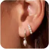 Set de Aretes de Perlas Estilo Francés, Clips para Orejas para Mujer, Aretes de Diseñador, Aretes de Gama Alta, Lujo Ligero, Sensación de Alta Gama, Pedido Mínimo de Una Pieza