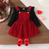 Amazon Otoño Europeo y Americano Nuevo Bata de Manga Larga con Falda de Tirantes Estilo Occidental Roja para Navidad y Año Nuevo