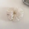 Elástico de Cabelo Scrunchie com Laço de Strass Azul Gelo Fresco, Simples e Elegante, Versátil para Rabo de Cavalo, Acessório de Cabelo para Coque