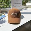 Gorra de Celebridad de Internet para Mujer Otoño e Invierno Gorra de Béisbol de Pana con Letra Logo Dream Versátil Gorra con Visera Grande y Cara Pequeña