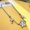 Estilo doce e cool face sorridente branca com óleo pingando estrela de cinco pontas gota d'água colar feminino simples estrela strass personalidade moda corrente clavícula moda
