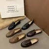Zapatos Planos de Cuero Negros de Estilo Británico de Moda para Mujer 2026 para Entrevistas y Viajes al Trabajo, Mocasines sin Cordones para Mujer