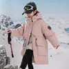 Jaqueta de Penas Infantil Nova Inverno 2025 para Meninos Comprimento Médio Espessada para Meninas M e G Jaqueta Branca com Capuz de Penas de Pato Infantil