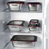 Caixa de almoço de aço inoxidável 304, caixa hermética à prova de vazamentos para conservação de alimentos na geladeira, caixa quadrada de três peças estilo coreano selada com tampa
