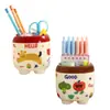 Porta-Canetas Desenho Criativo de Aparência Premium, Caixa de Canetas Plástica Dividida Fofa, Armazenamento e Organização de Material de Escritório Kawaii para Mesa de Estudante