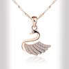 Collar de Cisne con Colgante de Plata Esterlina S925 Estilo Coreano Chapado en Oro Rosa para Mujer Elegante Blanco Alas de Diamante Joyería de Plata