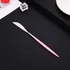 Juego de Cubiertos de Acero Inoxidable 410 Personalizado, Mango Plano, Vajilla Portuguesa, Cuchillo para Filete Occidental, Tenedor y Cuchara para Postre y Ensalada