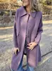 Abrigo de Lana con Solapa Estilo Europeo y Americano 2026 de Amazon para Mujer, Abrigo de Lana de Doble Cara Holgado de Longitud Media para Otoño e Invierno