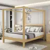 Cama con estructura estilo chino 1.8 metros cama antigua para dos personas cama de cuatro postes madera maciza estilo asiático clásica B&B cama de boda