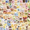 100 tamanho pequeno fofo antropomórfico Comida grande combate diário de mão pequenos adesivos desenho animado diy Copo de água patinete capacete