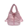 Nova bolsa acolchoada de algodão com enchimento de plumas para mulheres, simples, xadrez, bolsa de mão de algodão espacial, nicho, leve, casual, bolsa de ombro transversal