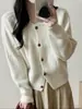 Cardigã suéter casual retrô gola redonda estilo coreano para mulheres, novidade outono e inverno 2026, cardigã de tricô versátil casual slim fit