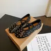 Zapatos para mujer de talla grande con adornos de estrellas y tachuelas, mocasines slip-on de estilo dulce y fresco, estilo Mary Jane, zapatos planos elegantes de punta redonda