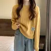 Suéter de tricô de comprimento curto com gola contrastante para mulheres petite, novo estilo versátil dopamina outono/inverno 2026 para mulheres