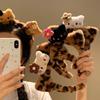 Lindo Gato Salsa Dibujo Animado Gatito Orejas Estampado de Leopardo Banda para el Cabello de Felpa Mujer Lavar Cara Maquillaje Diadema Accesorios para el Cabello de Dibujos Animados