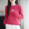 Suéter de Punto de Cuello Redondo para Mujer de Alta Gama 26 Otoño/Invierno Transfronterizo Mangas Largas Jersey Camisa Base Versátil Ajuste Holgado Estilo Popular