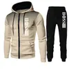 Ropa Deportiva con Capucha y Cremallera para Hombre, Traje de Sudoración Casual de Marca Tendencia con Estampado, Nuevo para Otoño e Invierno 2025, Transfronterizo