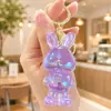 Pingente de chaveiro criativo e fofo de coelho Miffy de cristal para homens e mulheres, chaveiro de carro para casais, decoração de bolsa, pequeno presente