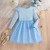 Vestido Infantil Transfronteiriço de Comércio Exterior 2025 Primavera & Outono Novo Estilo da Moda Vestido de Princesa Saia de Tule de Flocos de Neve para Crianças