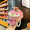 Lana tejida sosteniendo flor llavero girasol simulación colgante de bolsa caja de regalo para examen de ingreso a la universidad regalo de graduación