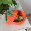 Cesta de Almacenamiento de Calabaza para Artículos Varios Escritorio Cosméticos Niños Cesta de Almacenamiento de Juguetes con Tapa a Prueba de Polvo Decoraciones para Sala de Estar
