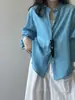 Camisa Protectora del Sol Beishan Tongshu de Tencel y Lino con Cuello para Mujer, Verano Elegante Holgado Adelgazante Manga Larga Top 82525