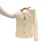 Camiseta Térmica de Manga Larga Ajustada con Cuello en V y Volantes 'Pure Desire' para Mujer, Nuevo Estilo Otoño e Invierno con Botones, Top Camiseta Base Interior