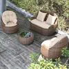 Varanda Externa de Pátio Sofá Cadeira de Rattan Combinação de Mesa de Café Entrada ao Ar Livre Jardim Villa Rattan Impermeável Pousada Hotel