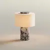 Lámpara de mesa portátil de lujo con ambiente de piedra, recargable, para dormitorio, estudio, hotel, bar, mesita de noche, mesa de comedor, escritorio, atenuación continua creativa