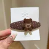 Pinza para el Cabello Estilo Coreano de Tela con Lunares Oso Pequeño para Mujer Linda Pinza Lateral de Oso Pequeño Afelpada Pinzas BB para Flecos de Cabello Rebelde Accesorios para el Cabello