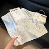 Pañuelo de Seda 70 Cuadrado Moda Coreana de Alta Gama Versátil Profesional Seda Sintética Pequeño Pañuelo de Cuello Estampado Retro Pañuelo de Seda para Mujer