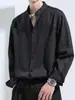 Camisa de manga larga para hombre para otoño de 2026, nueva camisa negra de cuello alto, marca de moda, de alta gama, elegante, top casual para hombre
