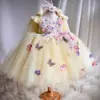 Vestido para Menina com Flores Bordadas, Estilo Europeu e Americano Vestido Princesa com Laço, Design sem Costas, Vestido de Primeiro Aniversário para Bebê Menina, Vestido Tutu para Daminha