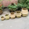 Lugar de Origen Venta al por Mayor Color Original Tejido de Pasto Marino Plegable Cesta de Paja de Vientre Grande Estilo Escandinavo Maceta Almacenamiento Cesta de Paja para Flores