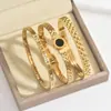 Pulsera de Acero de Titanio con Números Romanos, Acabado de Alta Gama para Mujer, Popular en Europa y América, Juego de Joyería de Pulsera Abierta que No se Desvanece
