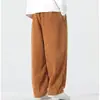 Calças masculinas de veludo cotelê estilo chinês, perna reta, calças harém, outono e inverno, estilo japonês, tamanho grande, folgadas, perna larga, casuais