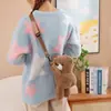 Bolsa de Oso Estilo Nuevo Japonés Juguete de Peluche Bolso Cruzado Oso de Peluche de Dibujos Animados Cabeza Inclinada Bolso Cruzado Regalo para Niña