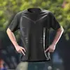 Ropa Deportiva de Secado Rápido, Camiseta de Seda Helada para Hombre, Chaleco Superior Casual Delgado de Manga Corta de Verano, Ropa para Correr, Manga Media, Transpirable