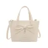 Bolso de mano de moda estilo coreano 2026 bolso de mano nuevo para principios de primavera con lazo, bolso de hombro con estampado de letras lindo, bolso cruzado para mujer