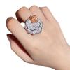 Joyería Gao Ding exquisito traje de pétalos de diamantes completos para mujer, anillo de esmeralda de imitación de circón cúbico microincrustado chapado en oro