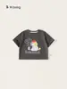Bangxuan Huzhou Zhili Roupa Infantil Meninas Manga Curta Verão Novo Gola Redonda Desenho Animado Tops Meninos Camiseta Infantil Solta