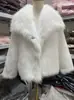 2025 Outono e Inverno Novos Casacos de Pele Infantil Feminino Gola Grande Top de Pele Meninas Imitação de Pele de Raposa Rosa